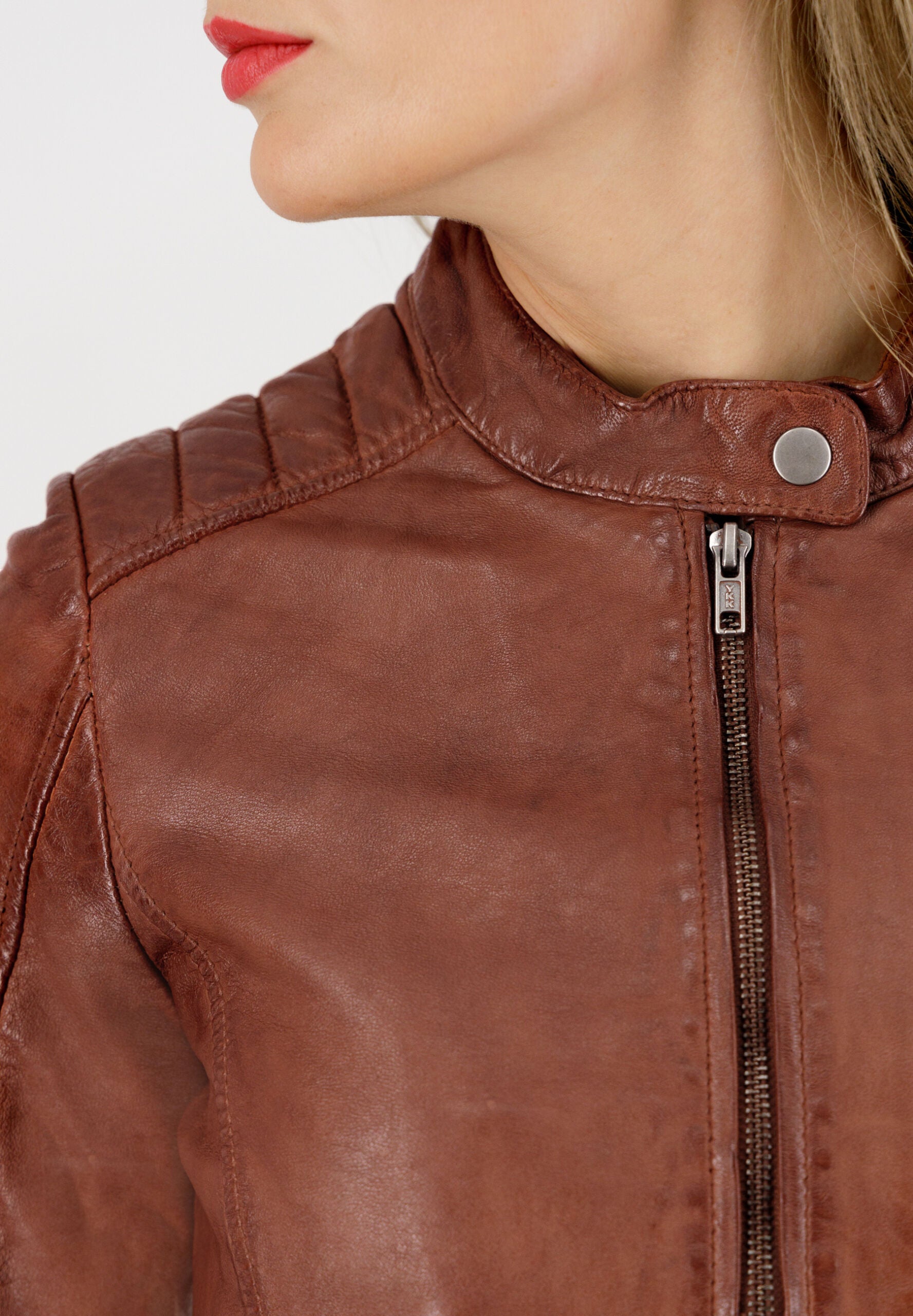 Gigi leather jacket women cognac