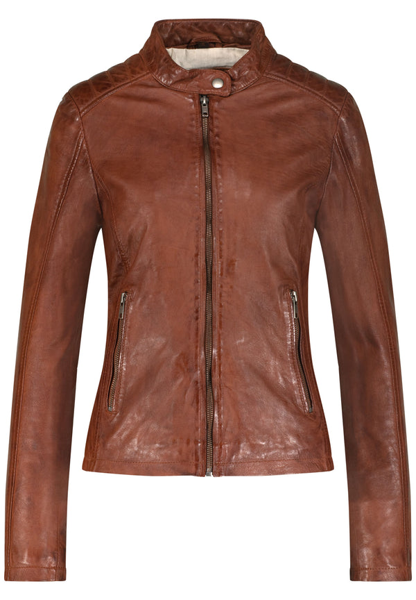 Veste en cuir Gigi pour femmes cognac