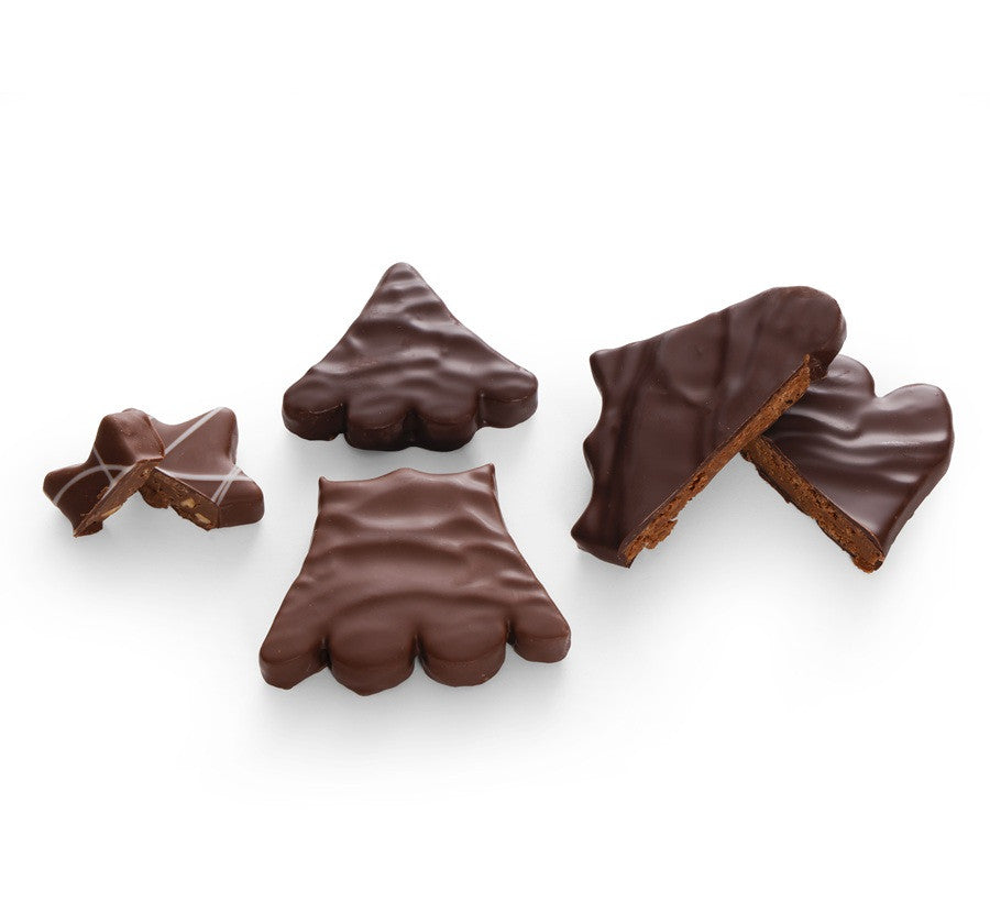 Kerstboom Puzzel · Donkere en Melk Chocolade, Amandel-Hazelnoot Praline, Gianduja