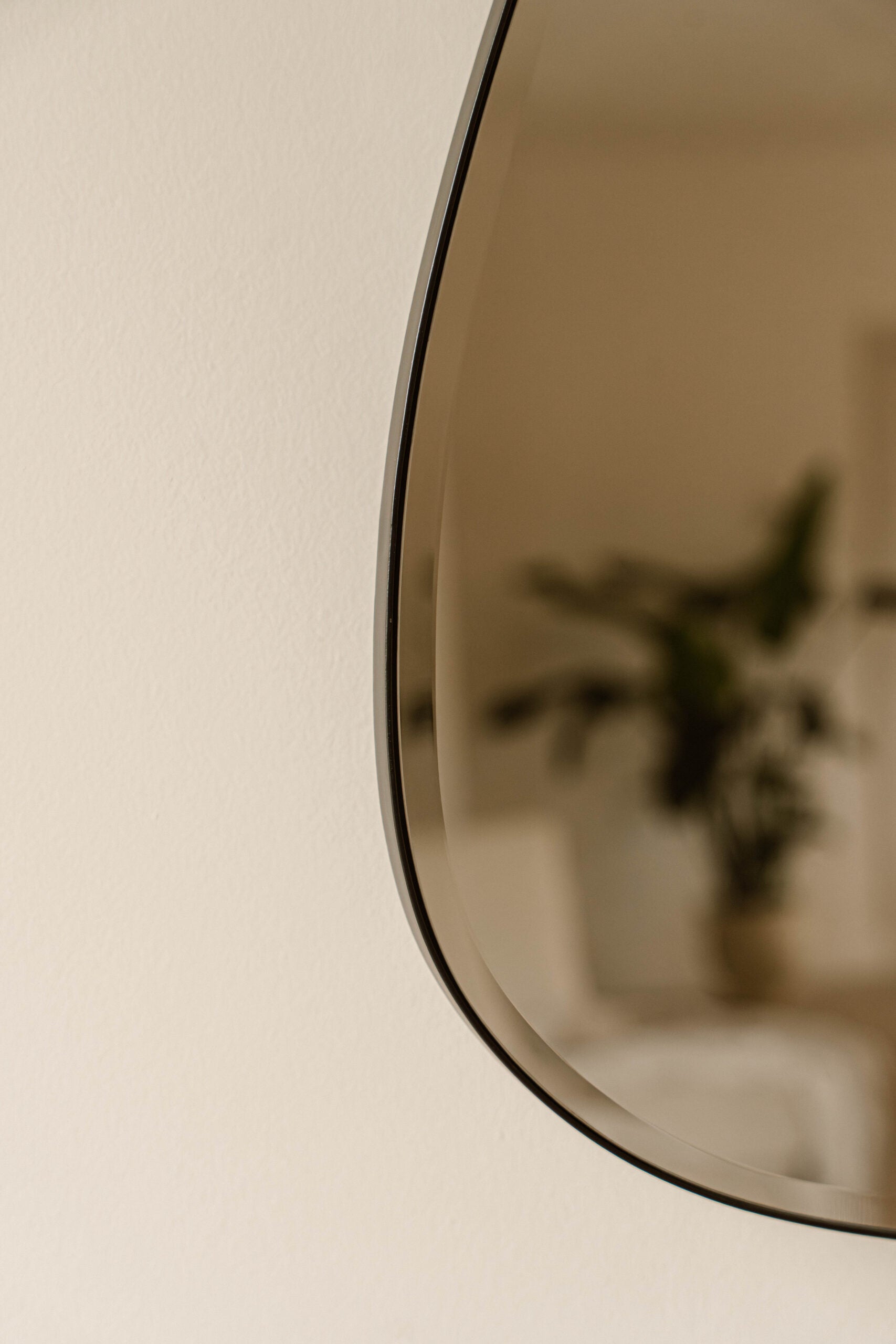 Asymmetrical Wall Mirror Black Pearl | Black Edge & Beveled Edge | 80 x 70 cm | Indore Home
