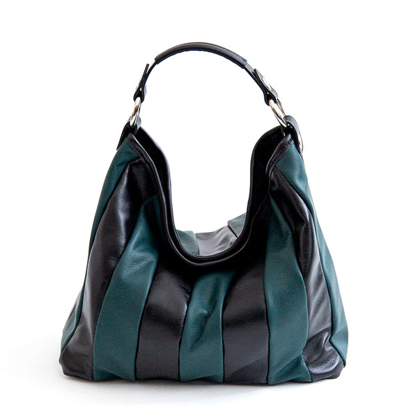 TESSA SMALL - Sacca in pelle nappa trapuntata petrolio