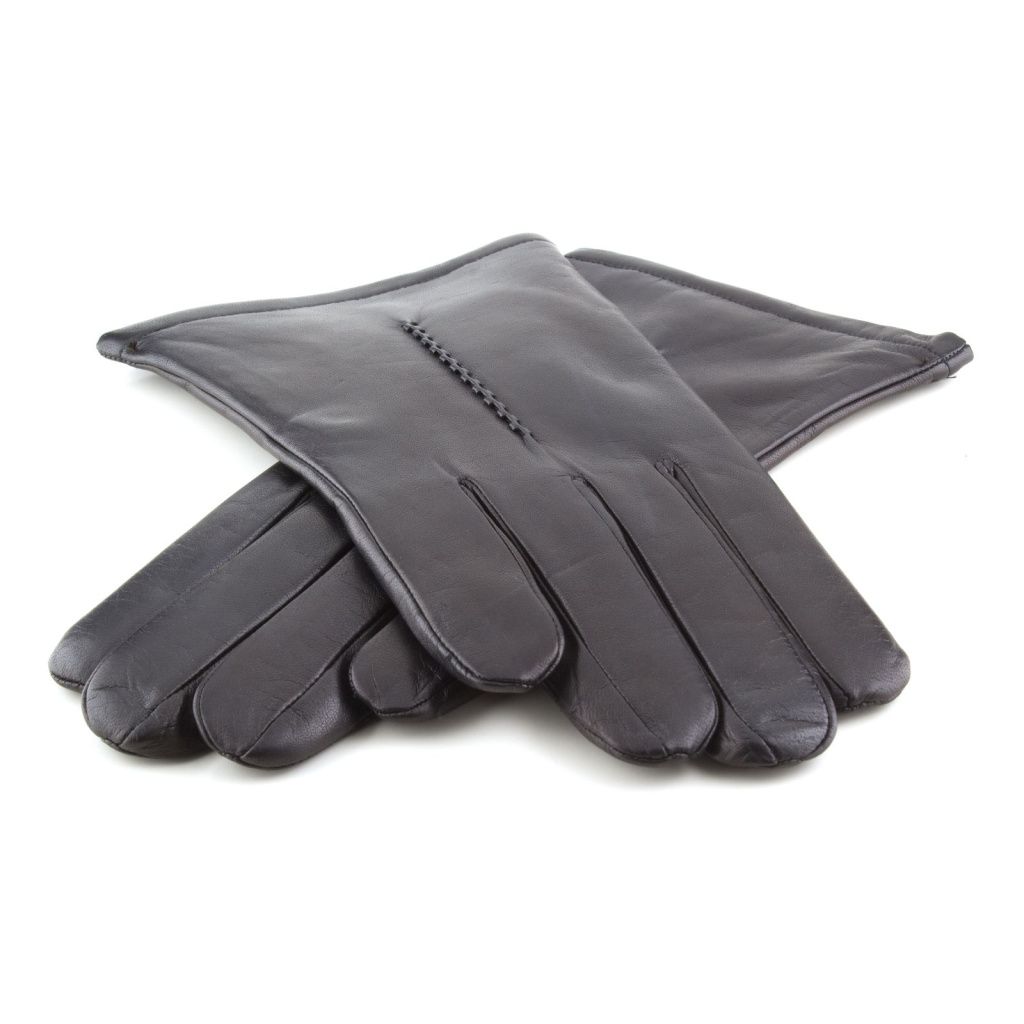Leather gloves with a single embroidery