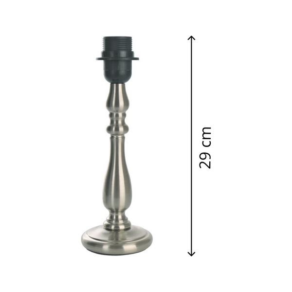 Various Metal Lamp Base Nickel Matte – Subtle Design at 29 cm Height with E27 Socket