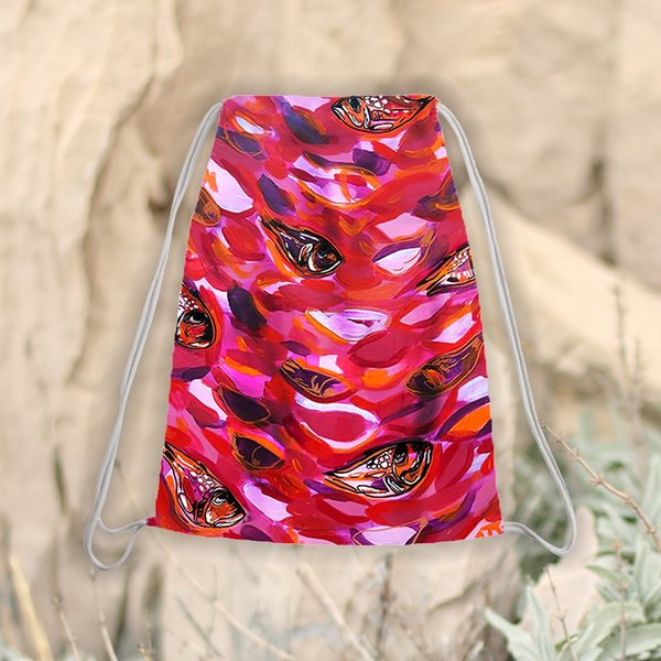 Mochila com cordão - Peixes pequenos vermelho/preto