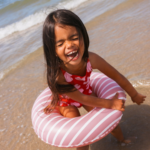 Boldlines | Red/White Striped Swim Ring Ø 55 cm