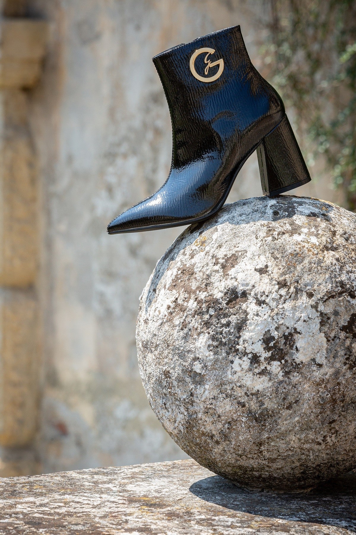 Harvey Black Patent Ankle Boot