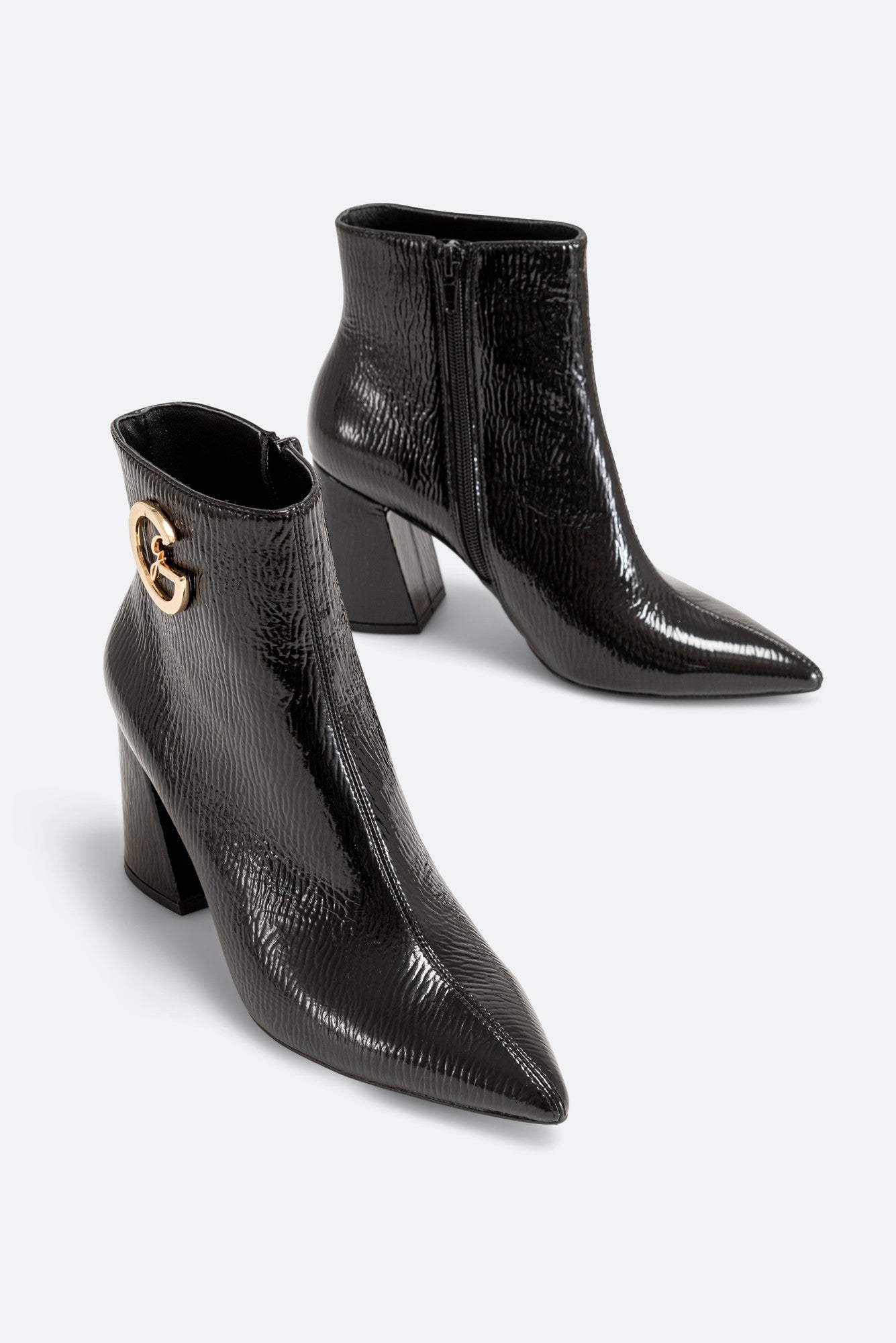 Harvey Black Patent Ankle Boot