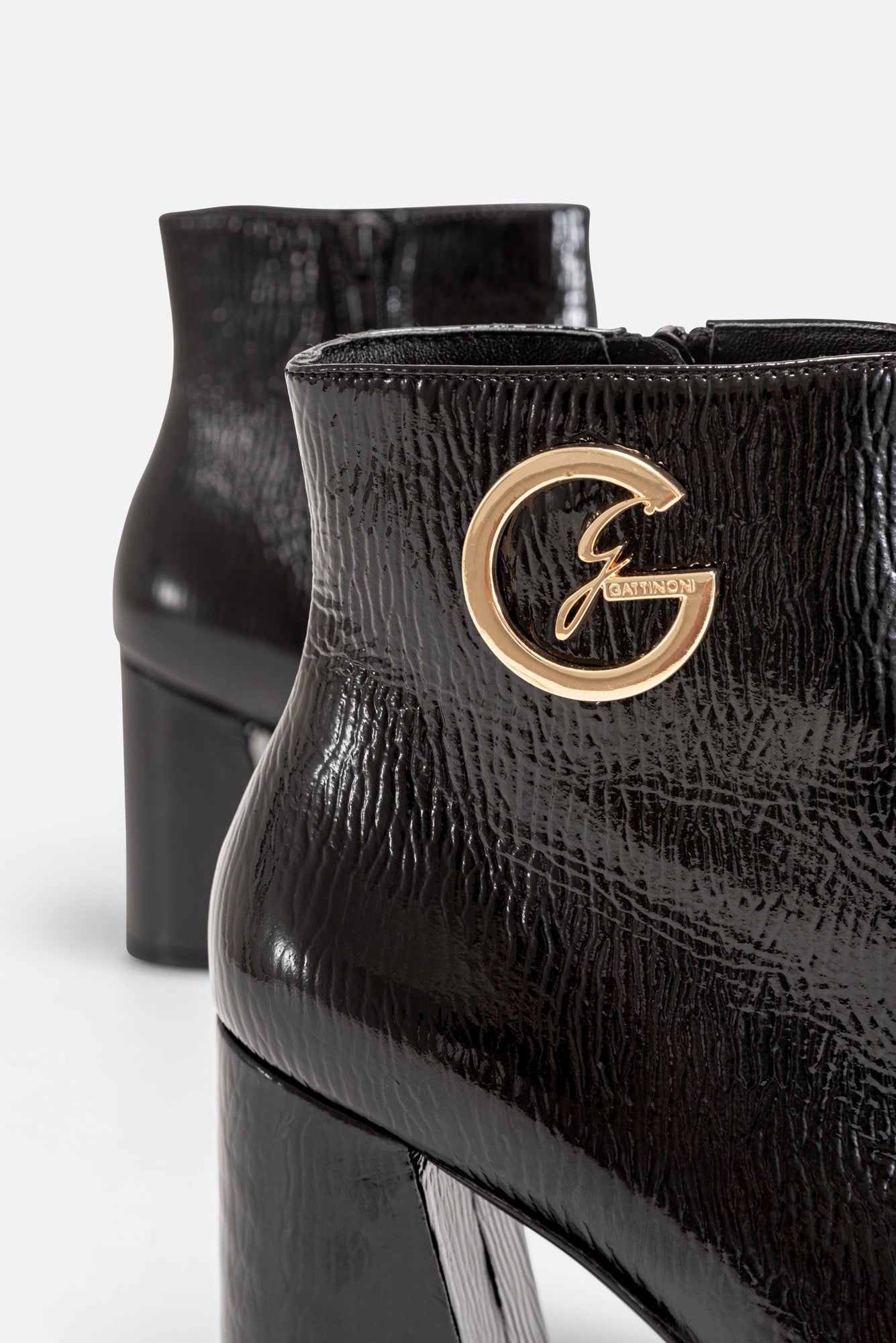 Harvey Black Patent Ankle Boot