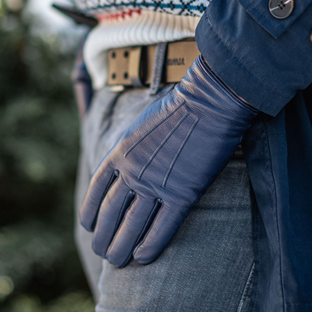 Men's Leather Gloves with Snap in the Palm