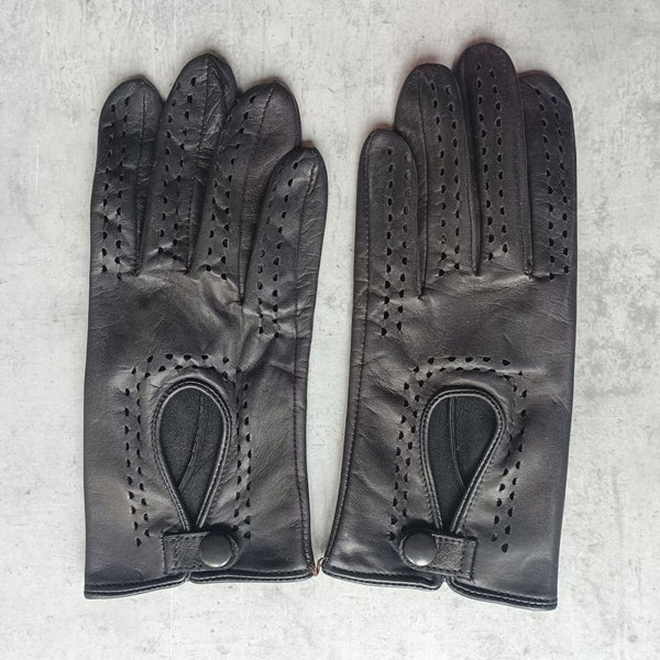 Men's Leather Driving Gloves Without Knuckle Holes Made of Sheepskin