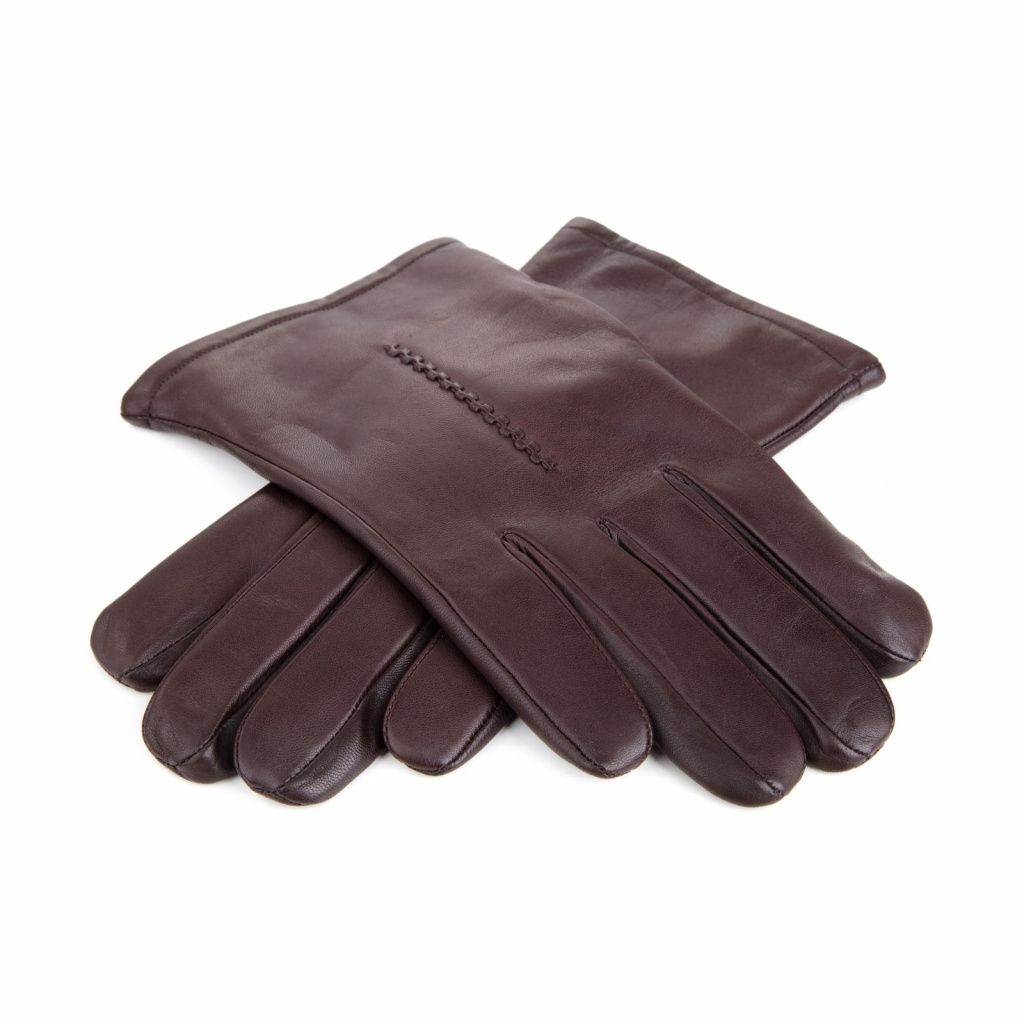 Leather Gloves with One Embroidery