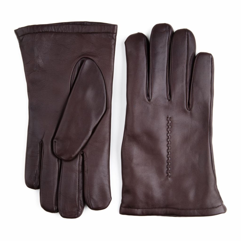 Leather Gloves with One Embroidery