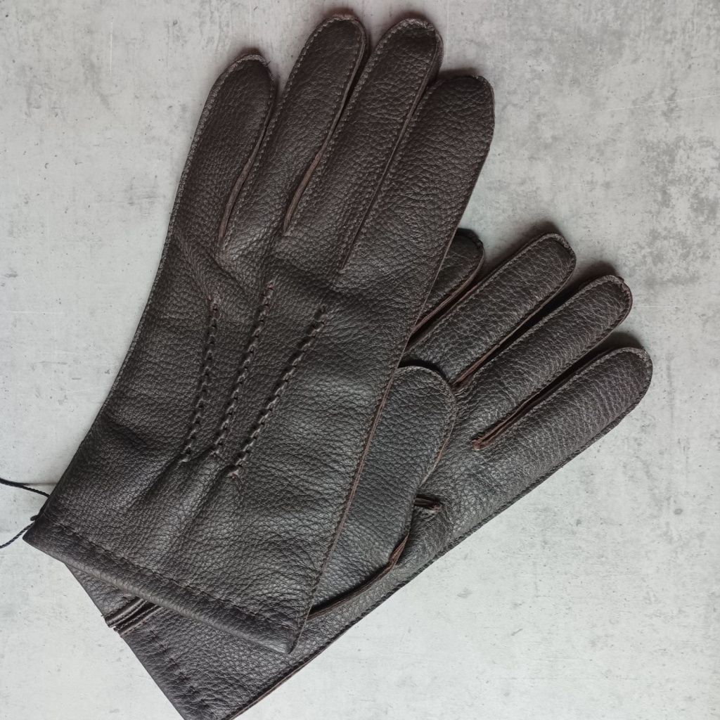 Men's Leather Gloves Made from American Deer with Embroidery