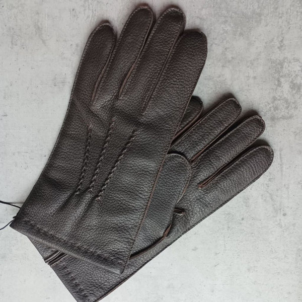 Men's Leather Gloves Made from American Deer with Embroidery
