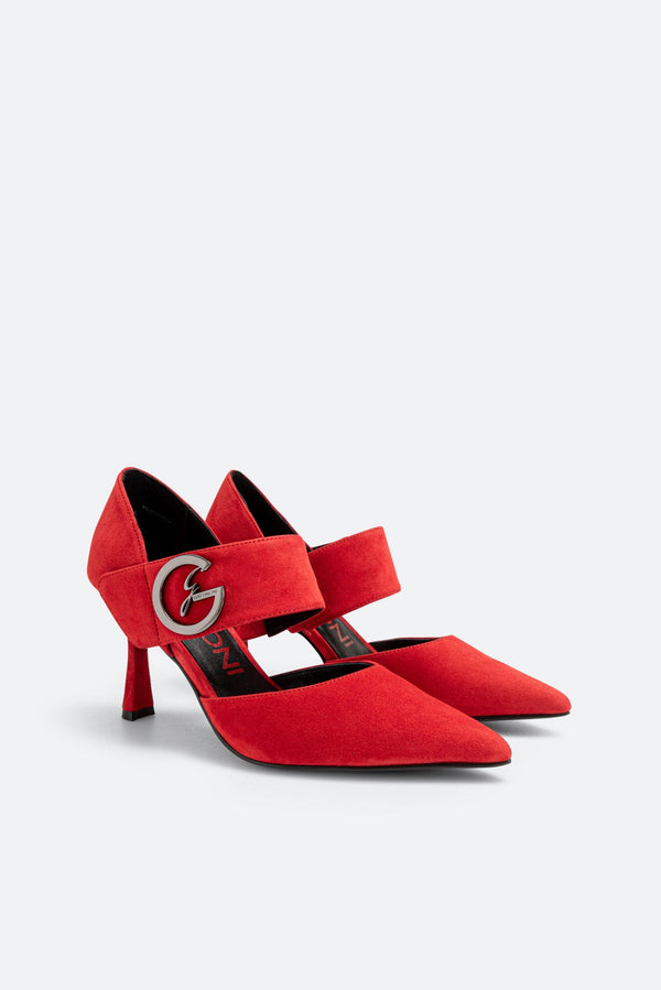 Red Suede Pumps