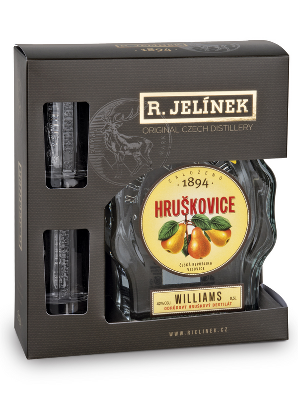 Williams Pear Brandy 42% 0.5l + 2 glasses