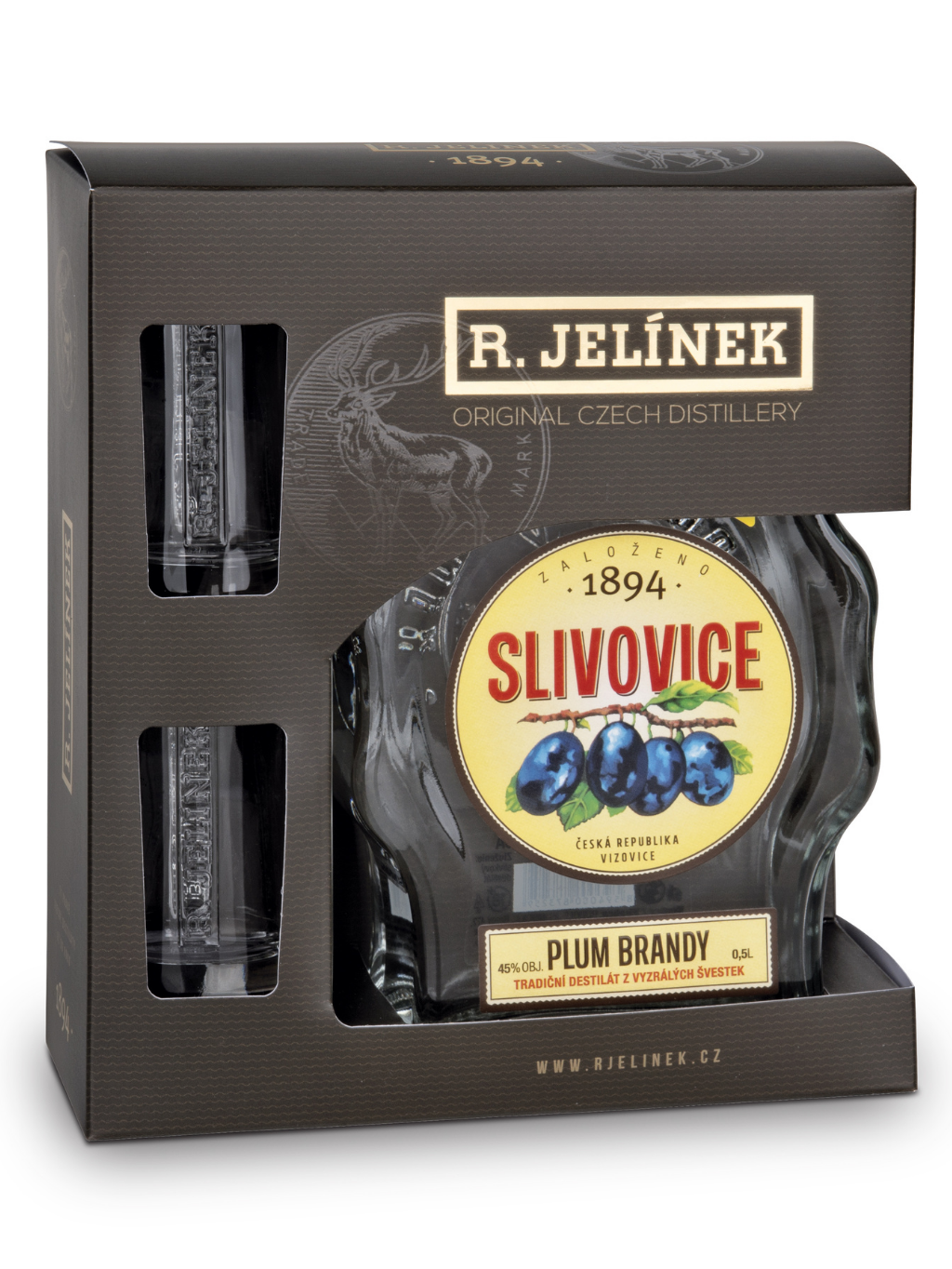 Slivovice R. JELÍNEK 45% 0.5l + 2 glasses