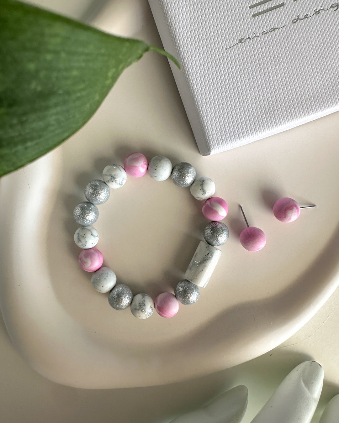 Bracelet, earrings | BULB LIMITED | pink, silver