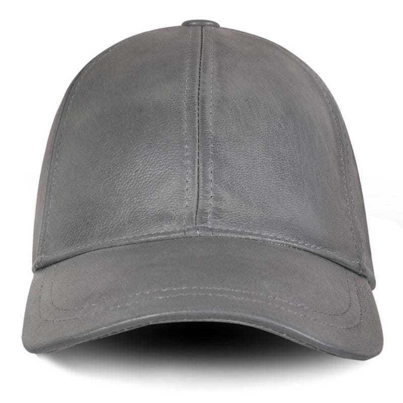 Cappello in pelle grigio chiaro unisex