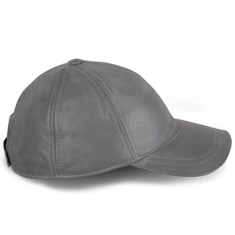 Cappello in pelle grigio chiaro unisex