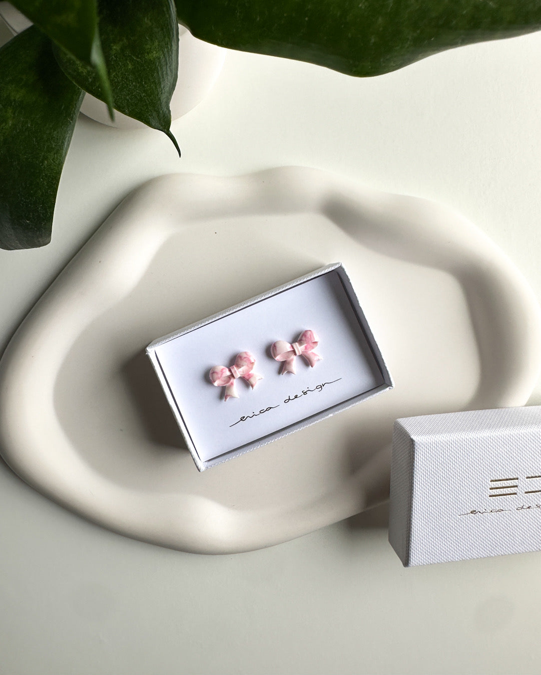 Marble bows | white - pink