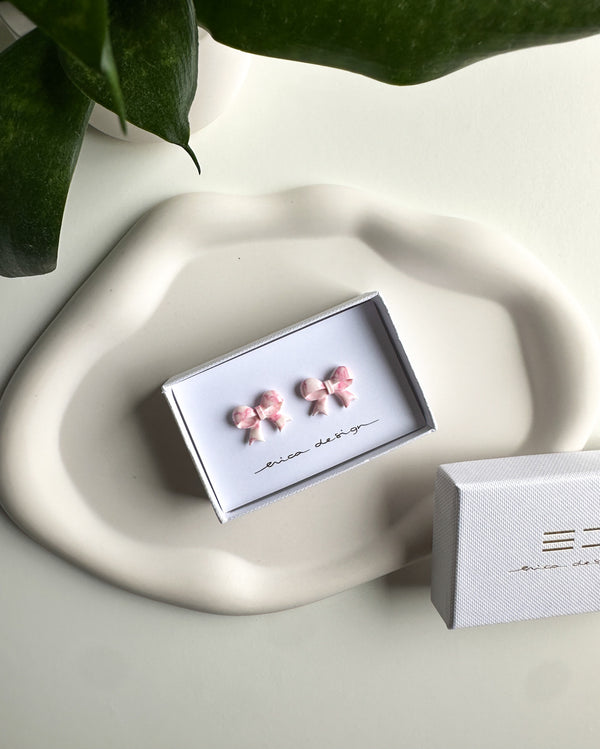 Marble bows | white - pink