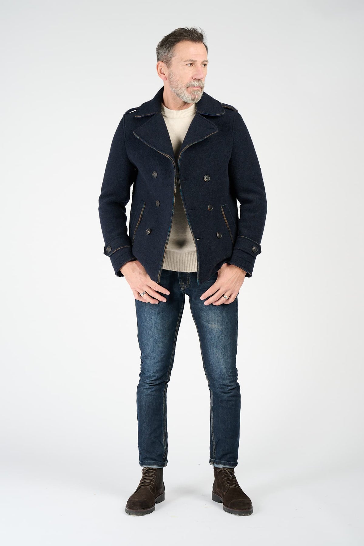 Cappotto Doppio Petto Uomo Misto Lana Made in Italy - Barone Firenze