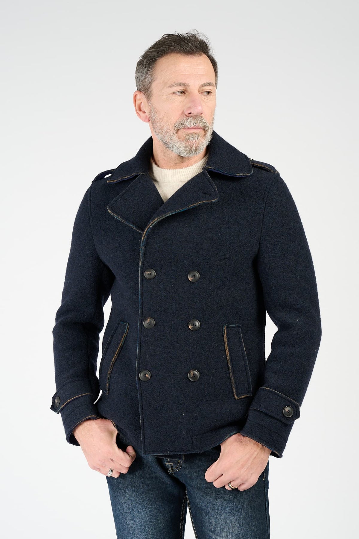 Cappotto Doppio Petto Uomo Misto Lana Made in Italy - Barone Firenze