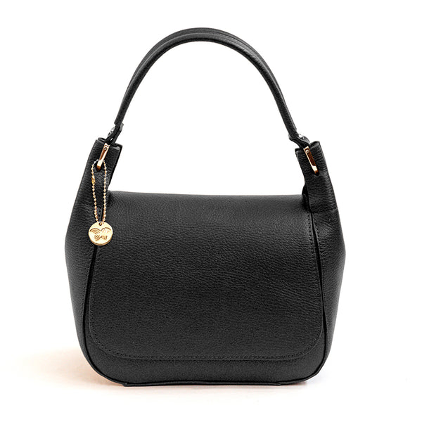 ALLY - Borsa strutturata in pelle nera