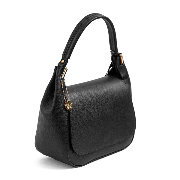 ALLY - Structured Black Leather Bag