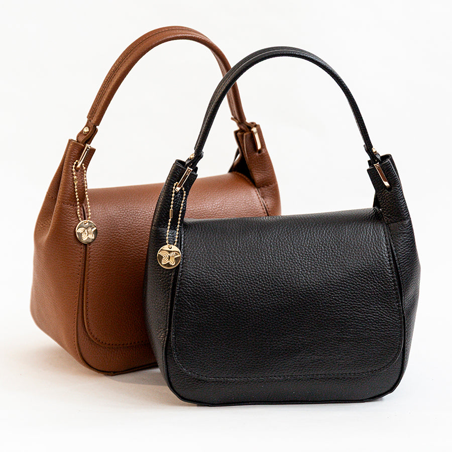 ALLY - Structured Black Leather Bag