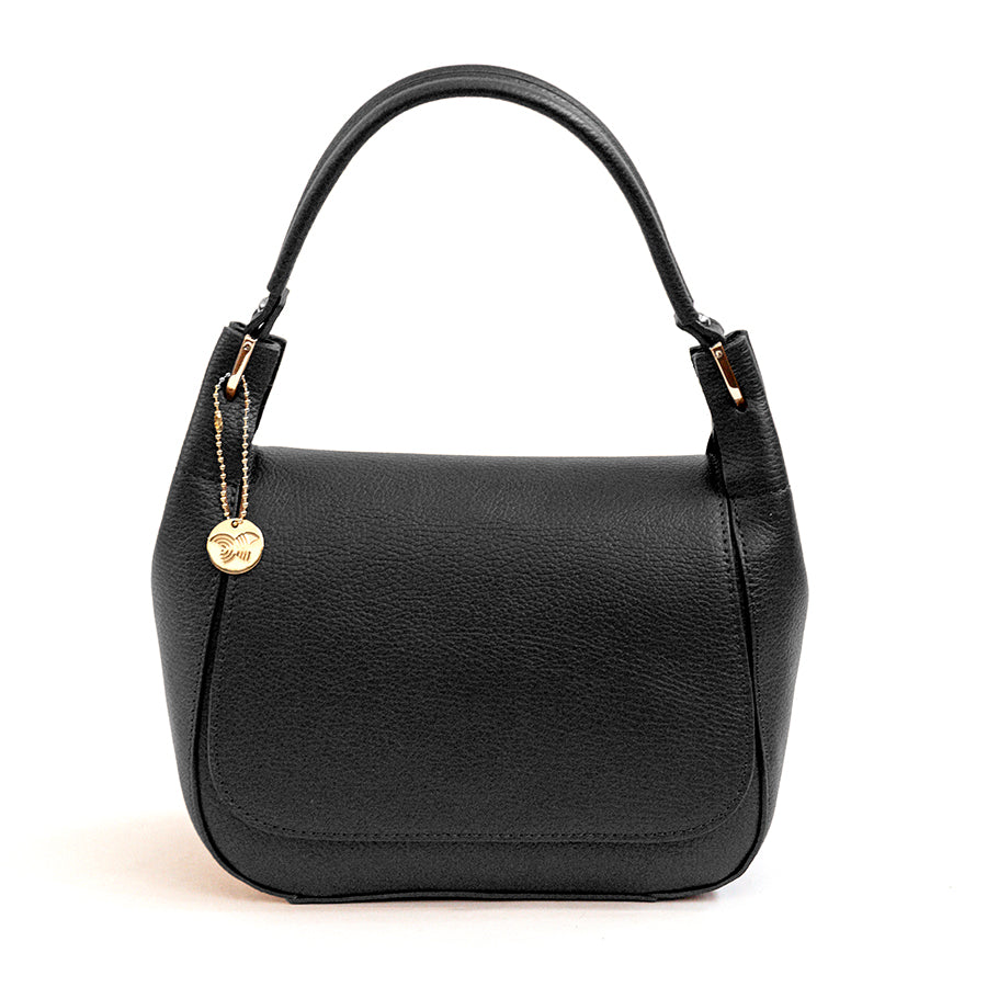 ALLY - Structured Black Leather Bag