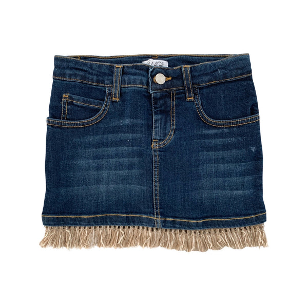 BLUE DENIM MINI SKIRT DETAIL