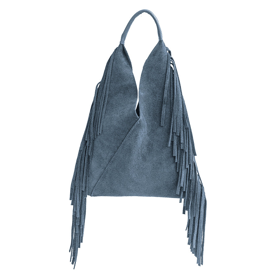 ARIZONA - Suede Fringe Bag in Light Blue