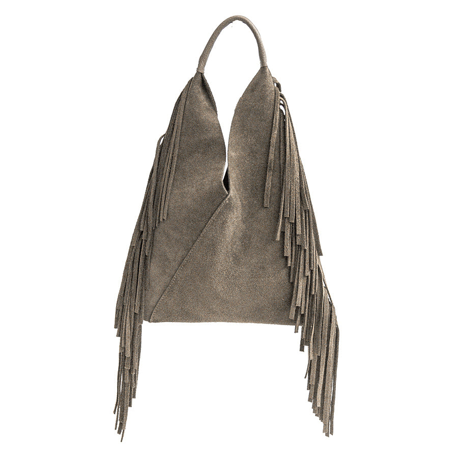ARIZONA - Taupe Suede Fringe Bag