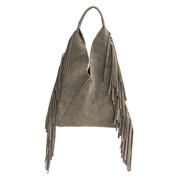 ARIZONA - Taupe Suede Fringe Bag