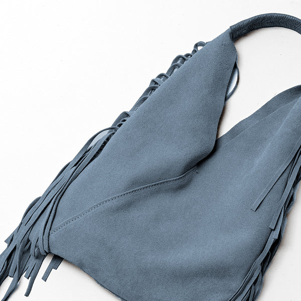ARIZONA - Suede Fringe Bag in Light Blue