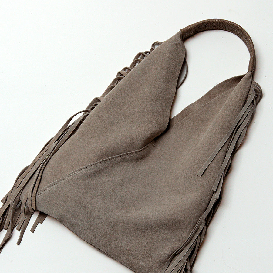 ARIZONA - Taupe Suede Fringe Bag