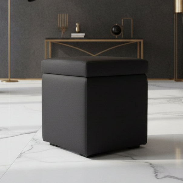pouf contenitore in ecopelle Arketicom, nero