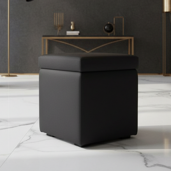 pouf contenitore in ecopelle Arketicom, nero
