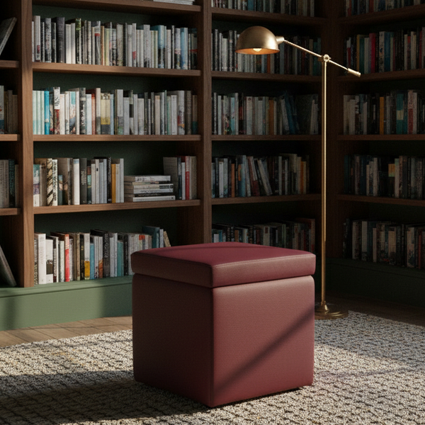 pouf contenitore in ecopelle Arketicom, bordeaux