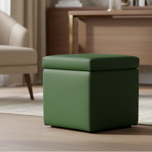 Arketicom Pouf contenitore Ecopelle verde
