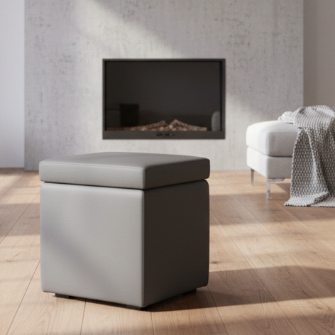 Arketicom Pouf contenitore Ecopelle grigio