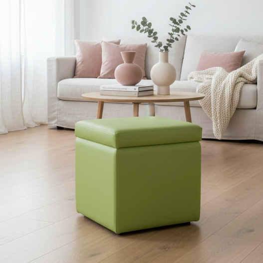 pouf contenitore in ecopelle Arketicom, verde acido