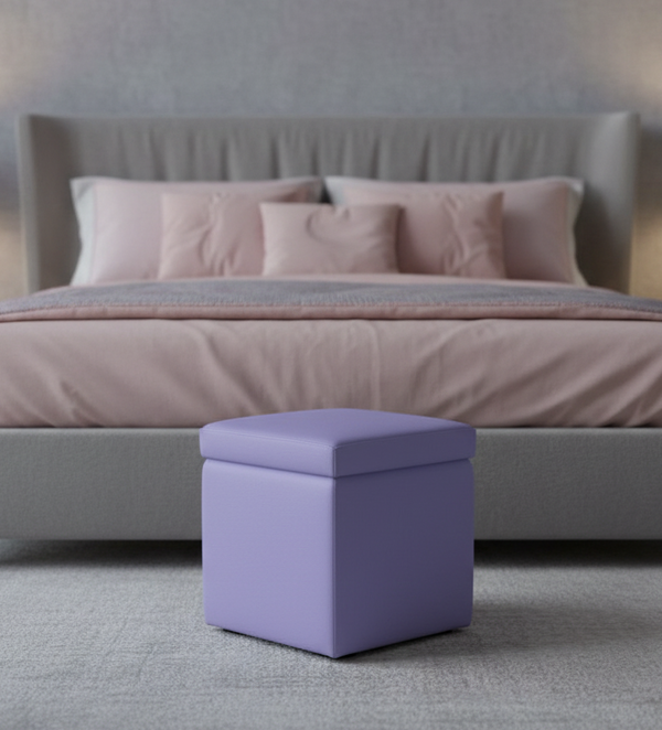 Arketicom Pouf contenitore Ecopelle lilla