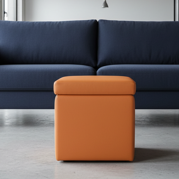 Arketicom Pouf contenitore Ecopelle arancione