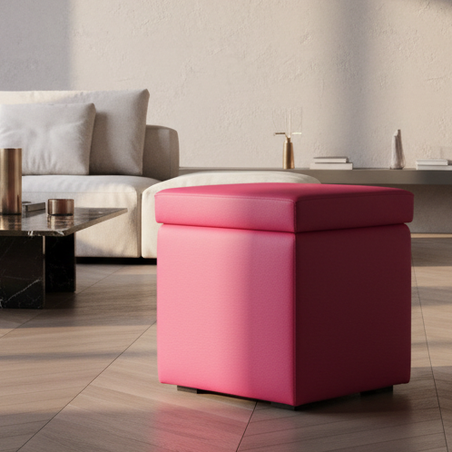 Arketicom Pouf contenitore Ecopelle fucsia rosa