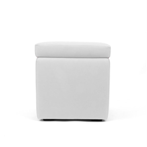PANDORA 42 ECO, Pouf Contenitore Poggiapiedi in Ecopelle 42x42 h42, Bianco,  Arketicom
