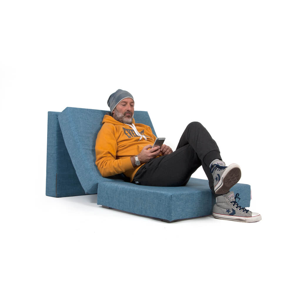 TOUF GREEN, Pouf Letto Base Verde e Copri Pouf 70x63