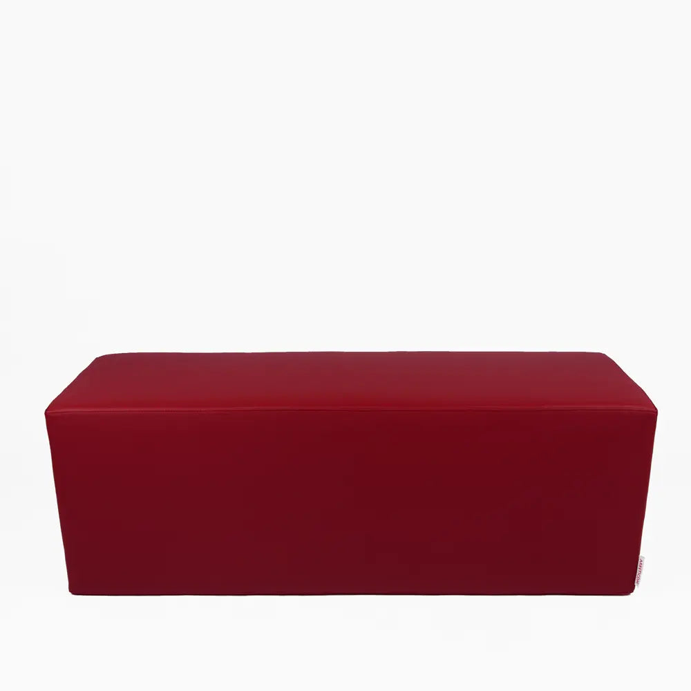 HORIZON 84, Pouf Panca Poggiapiedi in Ecopelle Sfoderabile 84x42 h 42, Rosso-Bordeaux,  Arketicom